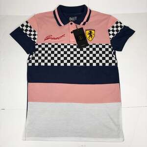 NEW Bleecker & Mercer Men Polo Shirt with Checkerboard & Lion Shield Graphic M